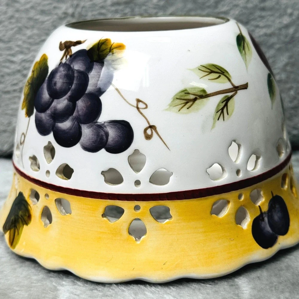 Sonoma Villa Home Interiors Ceramic Candle Jar Topper Shade Fruit‎ Cutout 4in
